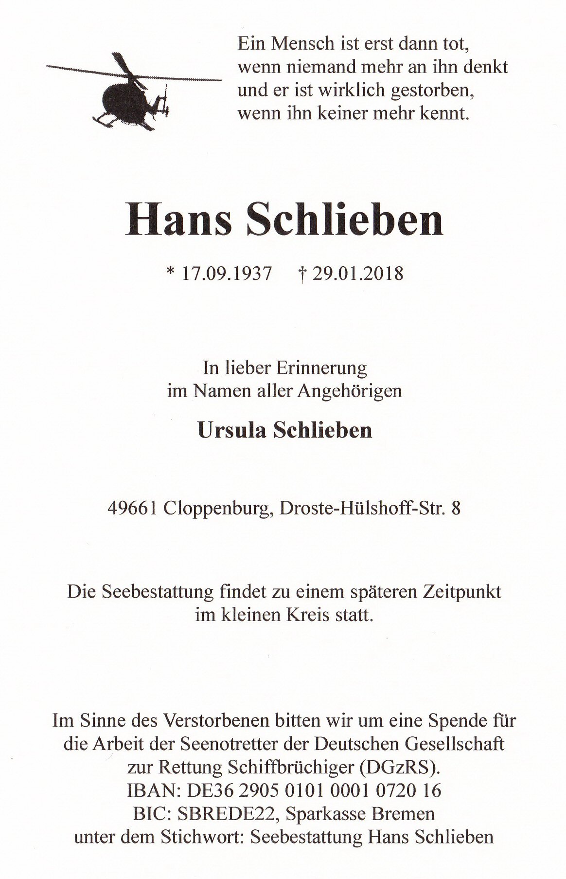 Tod Hans Schlieben